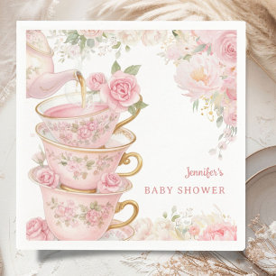 Tea Party Baby Shower Girl Blush Pink Floral  Napkins