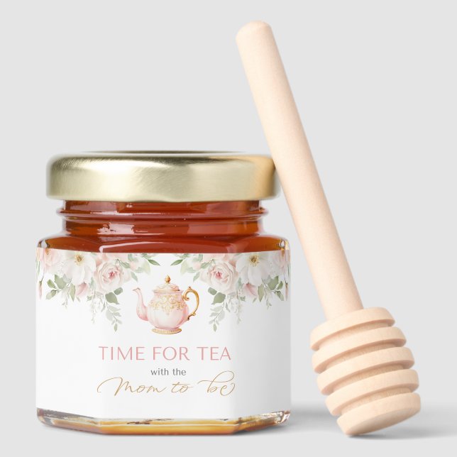 Tea Party Baby Shower Honey Jar Favors (Front)
