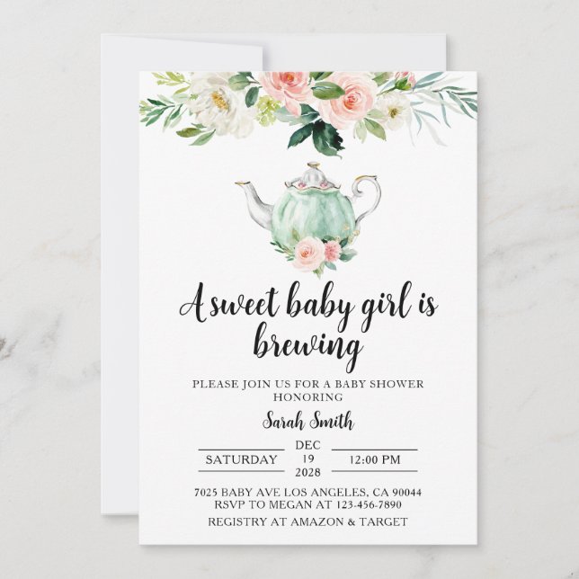 Tea Party Baby Shower Invitation (Front)