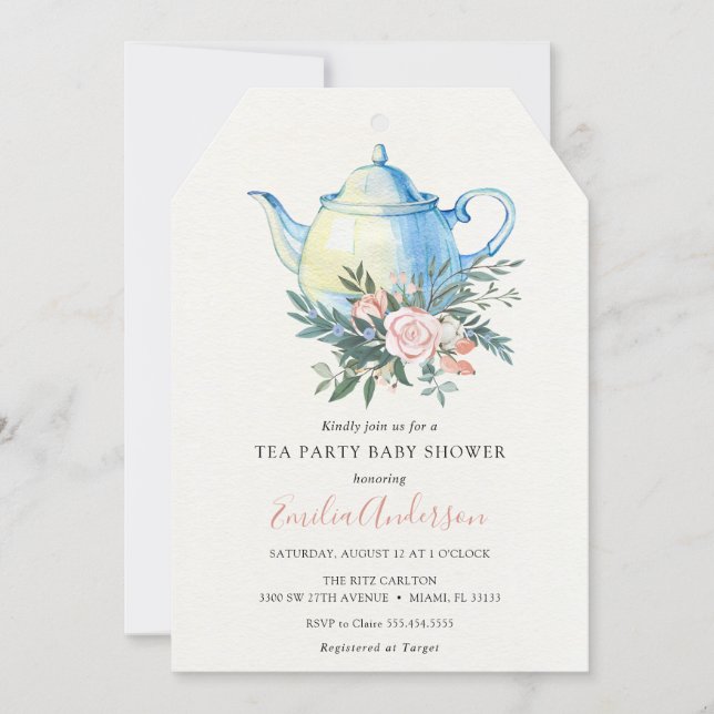 Tea Party Baby Shower invitation (Front)
