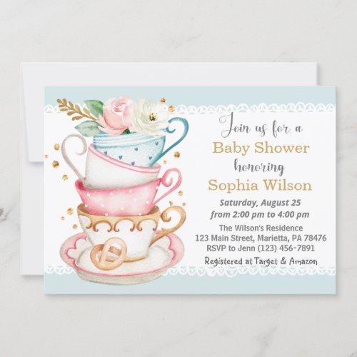 Tea Party Baby Shower Invitation