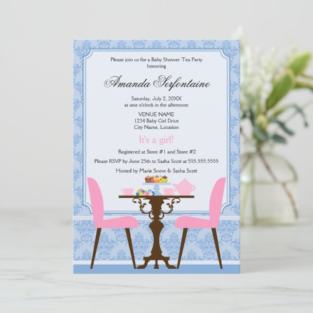 Tea Party Baby Shower Invitation (Standing Front)