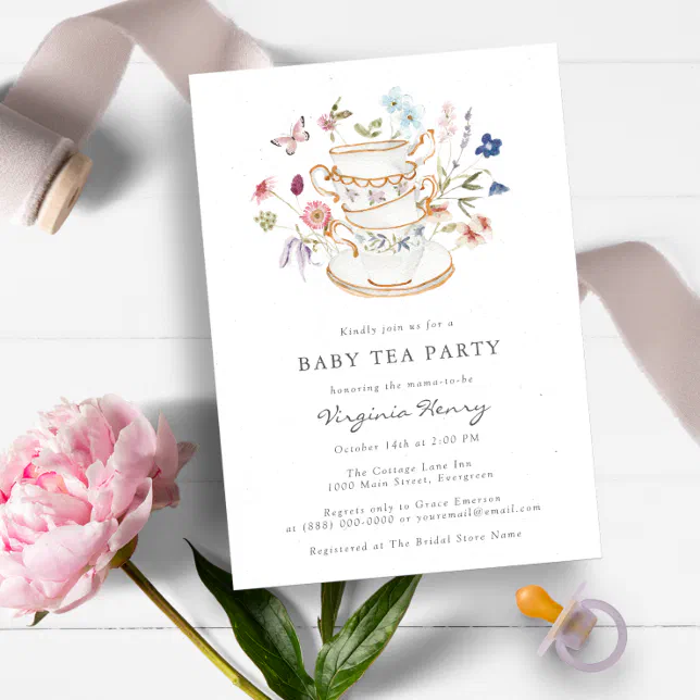 Tea Party Baby Shower Invitation | Zazzle