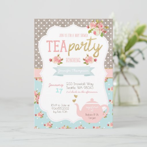 Tea Party Baby Shower Invitation | Zazzle