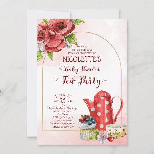Tea party baby shower invitation template