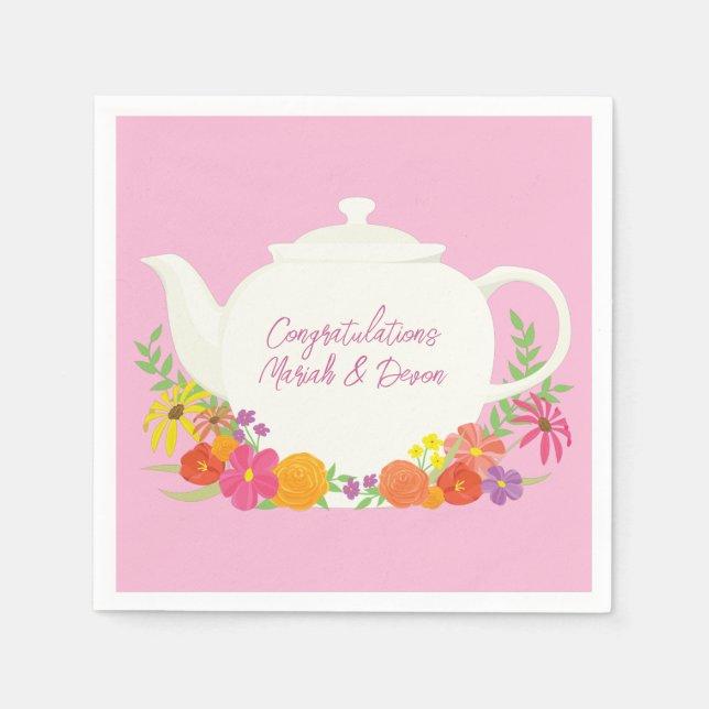 Tea Party Baby Shower Pink Napkins (Front)