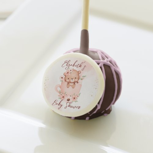 Tea party baby shower pink teddy in a cup custom cake pops