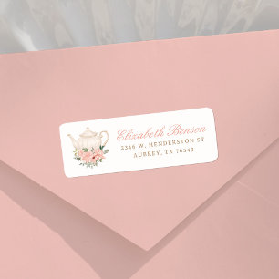 Tea Party Baby Shower Return Address Label