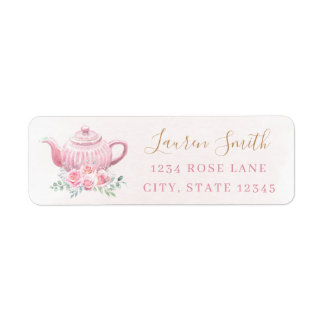 Tea Party Baby Shower Return Address Labels