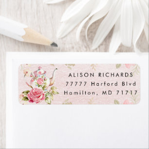 Tea Party Baby Shower Return Label