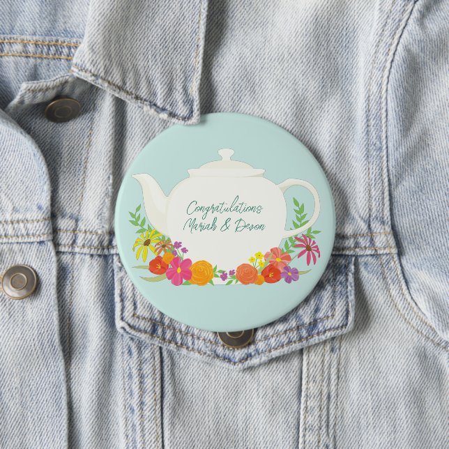 Tea Party Baby Shower Spring Button (In Situ)