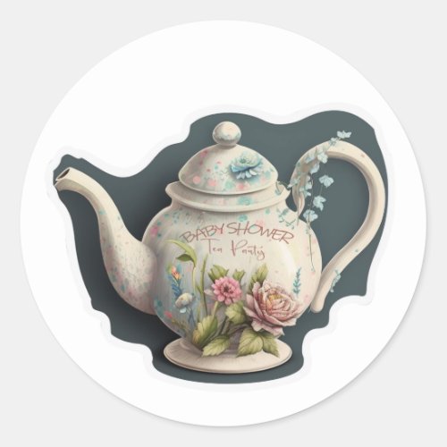 tea party baby shower sticker