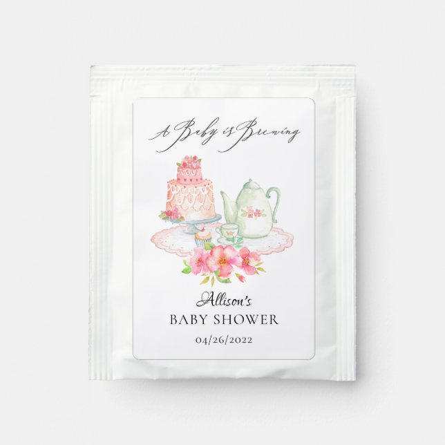 Tea Party Baby Shower Tea Bag Drink Mix (Front)