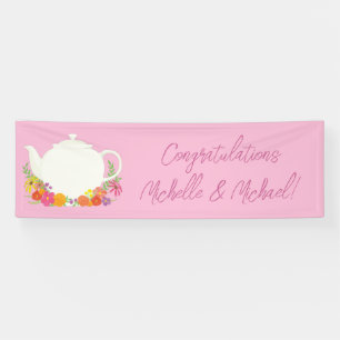 Tea Party Baby Shower Teapot Pink Girl Banner