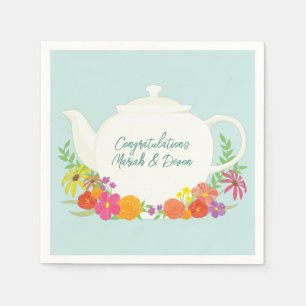 Tea Party Baby Shower Teapot Spring Floral Napkins