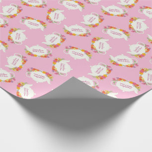 Tea Party Baby Shower Teapot Spring Floral Wrapping Paper