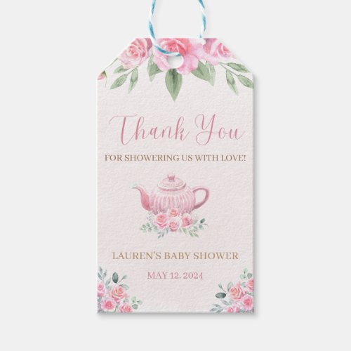 Tea Party Baby Shower Thank You Gift Tag