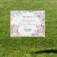 Tea Party Baby Shower Welcome Banner