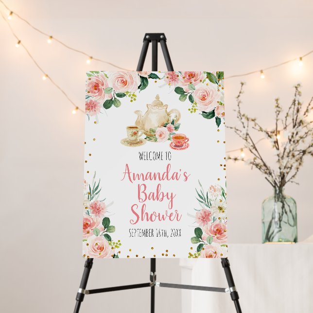 Tea Party Baby Shower Welcome Foam Board (In Situ (Stand))