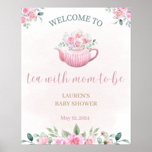 Tea Party Baby Shower Welcome Sign