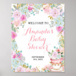 Tea Party Baby Shower Welcome Sign at Zazzle