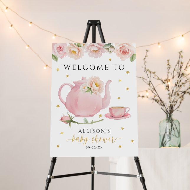Tea Party Baby Shower Welcome Sign (In Situ (Stand))