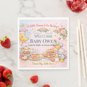 Tea Party Baby Shower Welcome Sign Girl Dream Napkins