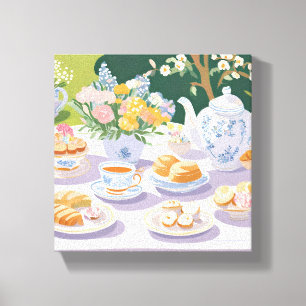 Tea Party   Beautiful Garden Party Floral Canvas Print
