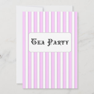 Tea Party Birthday Custom Pink Striped Invitations