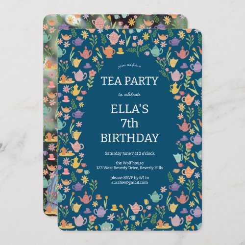 Tea Party Birthday Cute Custom PHOTO Invitation