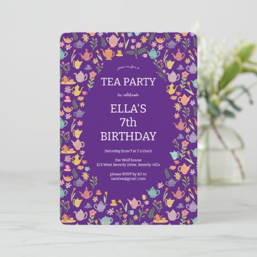 Tea Party Birthday Cute Custom PHOTO Invitation