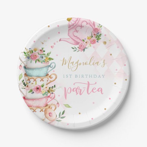 Tea Party Birthday Decor Pink Floral Par_tea   Paper Plates