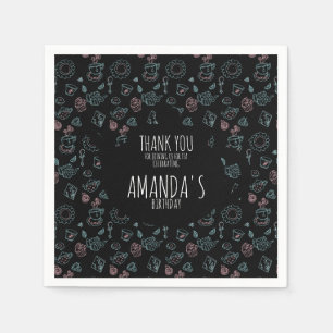 Tea Party Birthday Doodle Background  Napkins