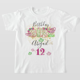 Tea Party Birthday Girl   Floral custom age T-Shirt