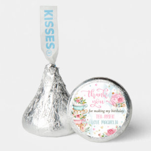 Tea Party Birthday Girl Pink & Gold Floral Par-tea Hershey®'s Kisses®