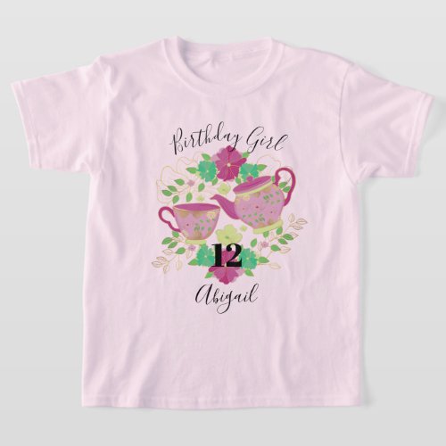 Tea Party Birthday Girl toddler tshirts