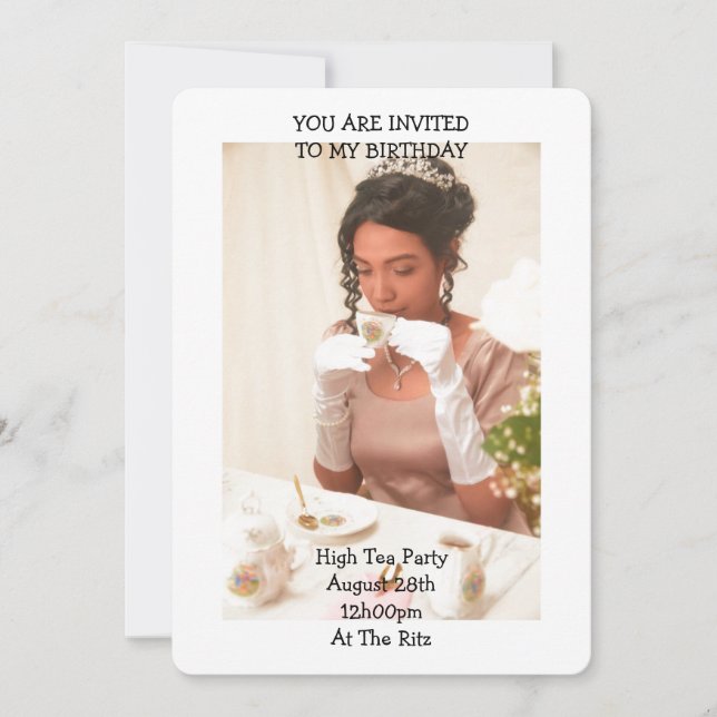 Tea party birthday invitation  (Front)