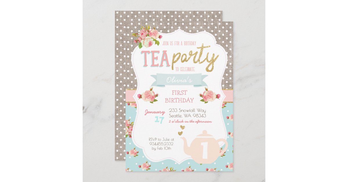 Tea Party Birthday Invitation | Zazzle