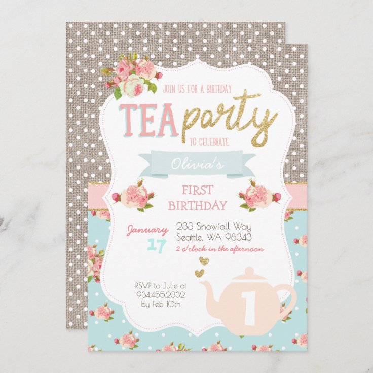 Tea Party Birthday Invitation | Zazzle