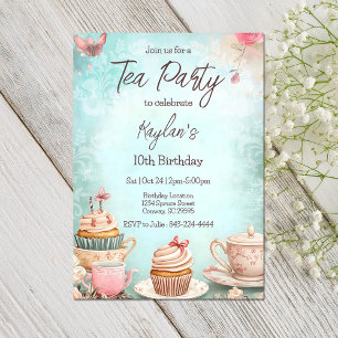 Tea party birthday invitation