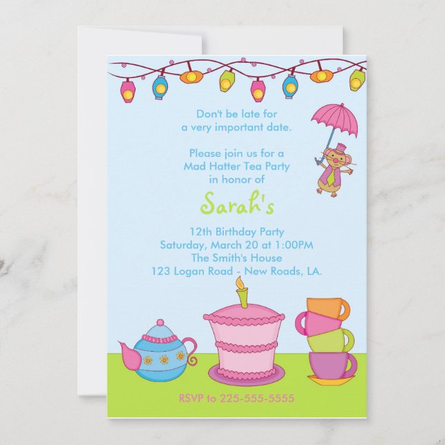 Tea Party Birthday Invitation (Front)