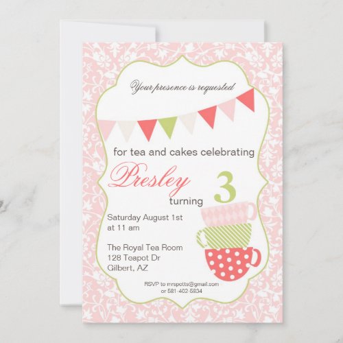 Tea Party Birthday Invitation