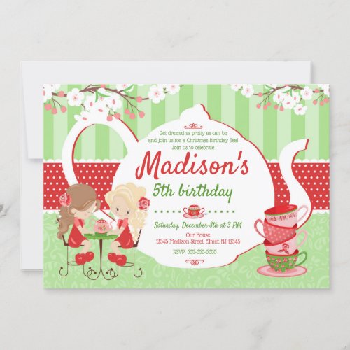 Tea Party Birthday Invitation _ Christmas _ Girl