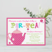 Tea Party Birthday Invitation for Girls and Dolly (Standing Front)