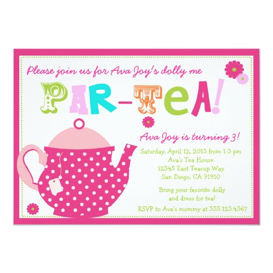 Tea Party Birthday Invitation For S And Dolly Zazzle