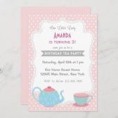 Tea Party Birthday Invitation Sweet Pink (Front/Back)
