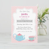 Tea Party Birthday Invitation Sweet Pink (Standing Front)