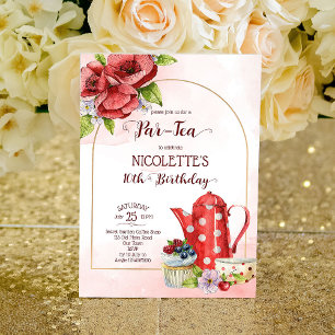 Tea party birthday invitation template