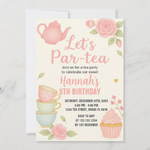 Tea Party Birthday Invitation with Floral