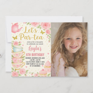 Tea Party Birthday Invitation with photo